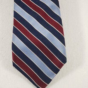 IZOD Mens Neck Tie Blue Red Multi Diagonal Striped 100% Silk 58x3.75